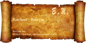 Barber Maxim névjegykártya